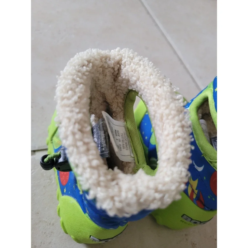 BOGS B-Moc Space Snow Boots Infant 4 EU 20 Blue Green Faux Fur Waterproof -4°F